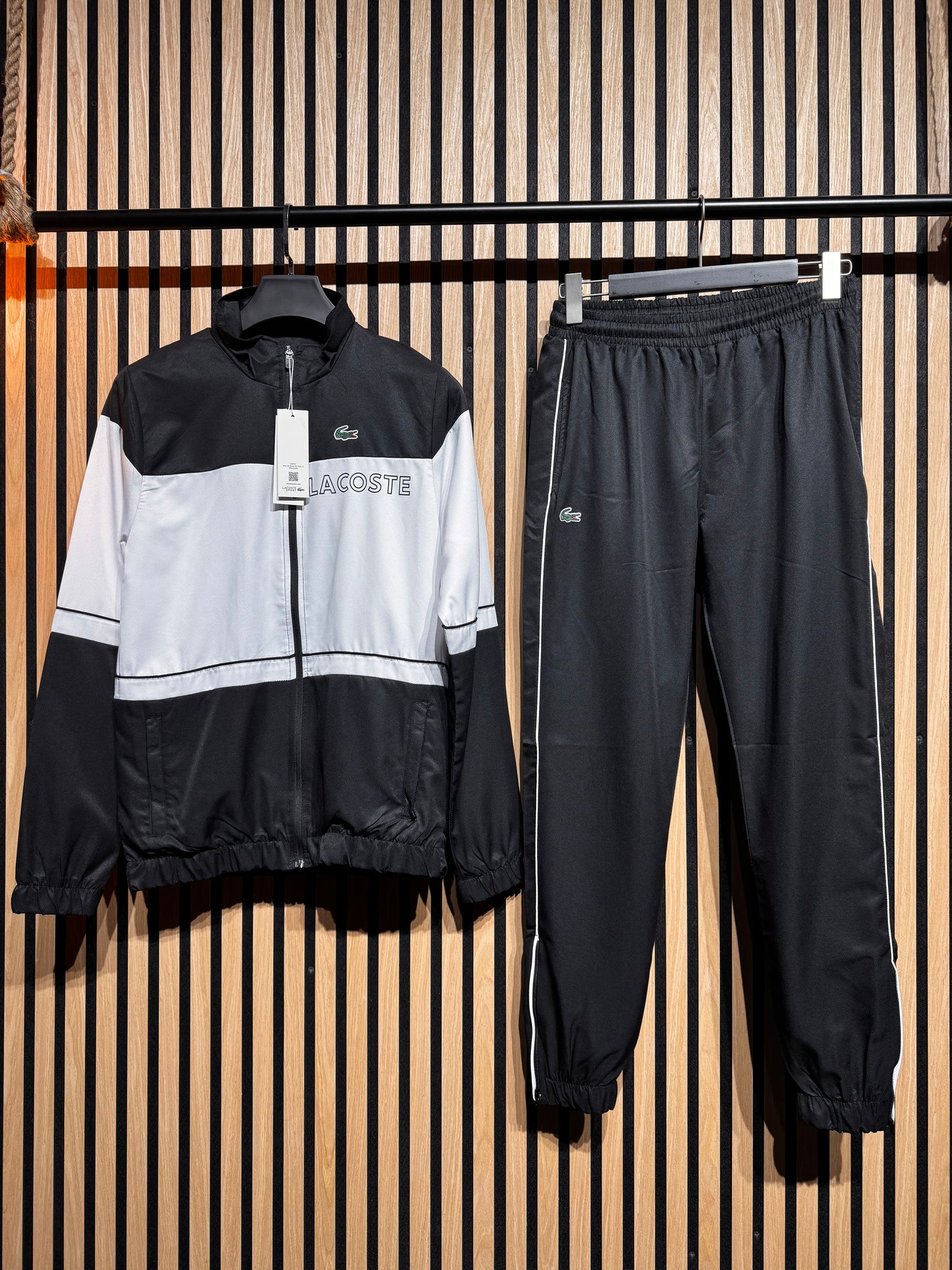 Σετ Lacoste - Gv11140 Μαύρο Ζακέτα & Παντελόνι