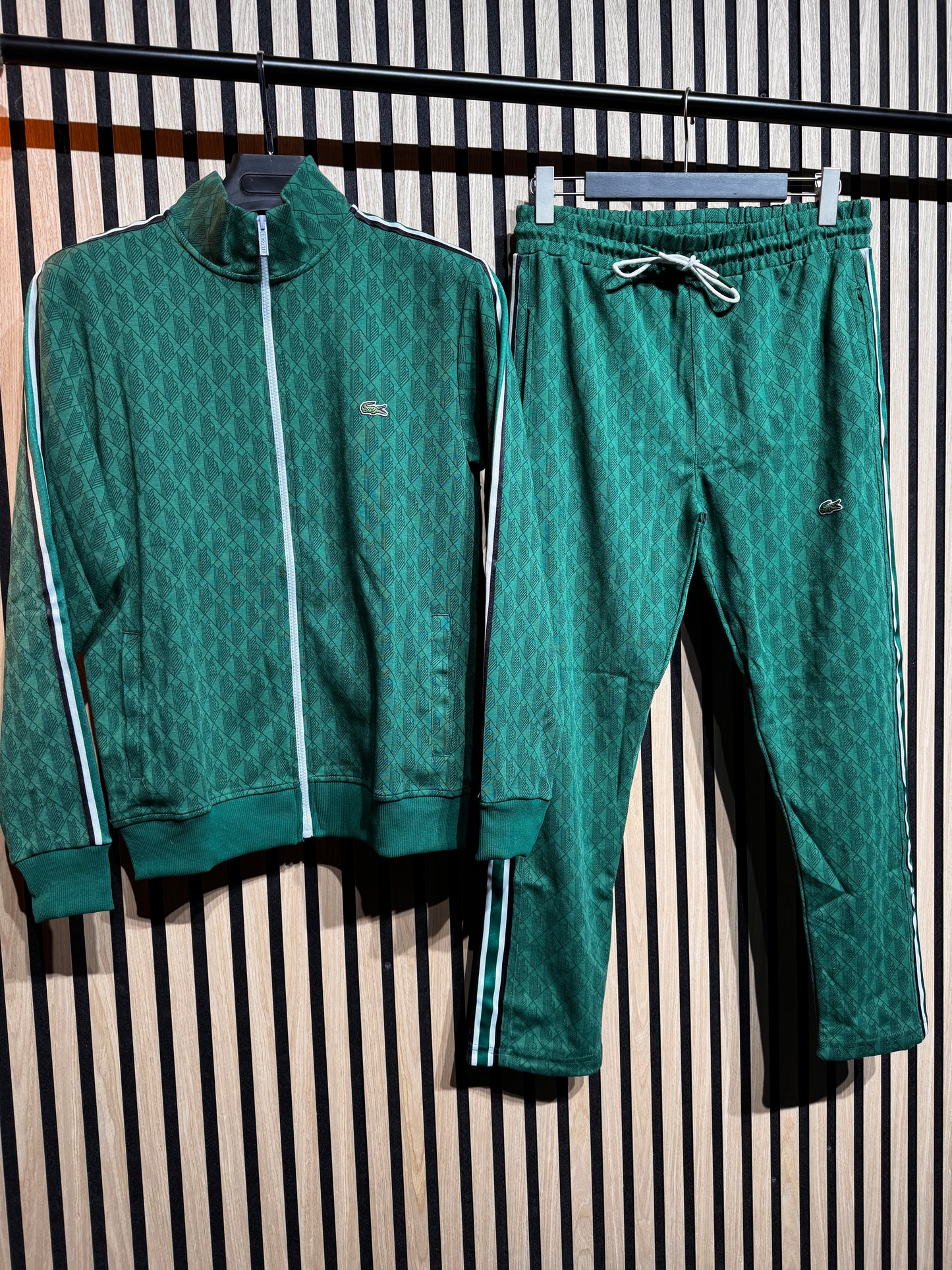 Σετ Lacoste - Gv11199 Πράσινο Ζακέτα & Παντελόνι