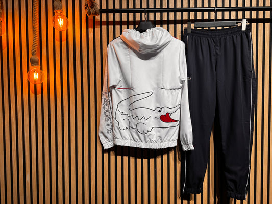 Σετ Lacoste - Gv11175 Άσπρο Ζακέτα & Μαύρο Παντελόνι